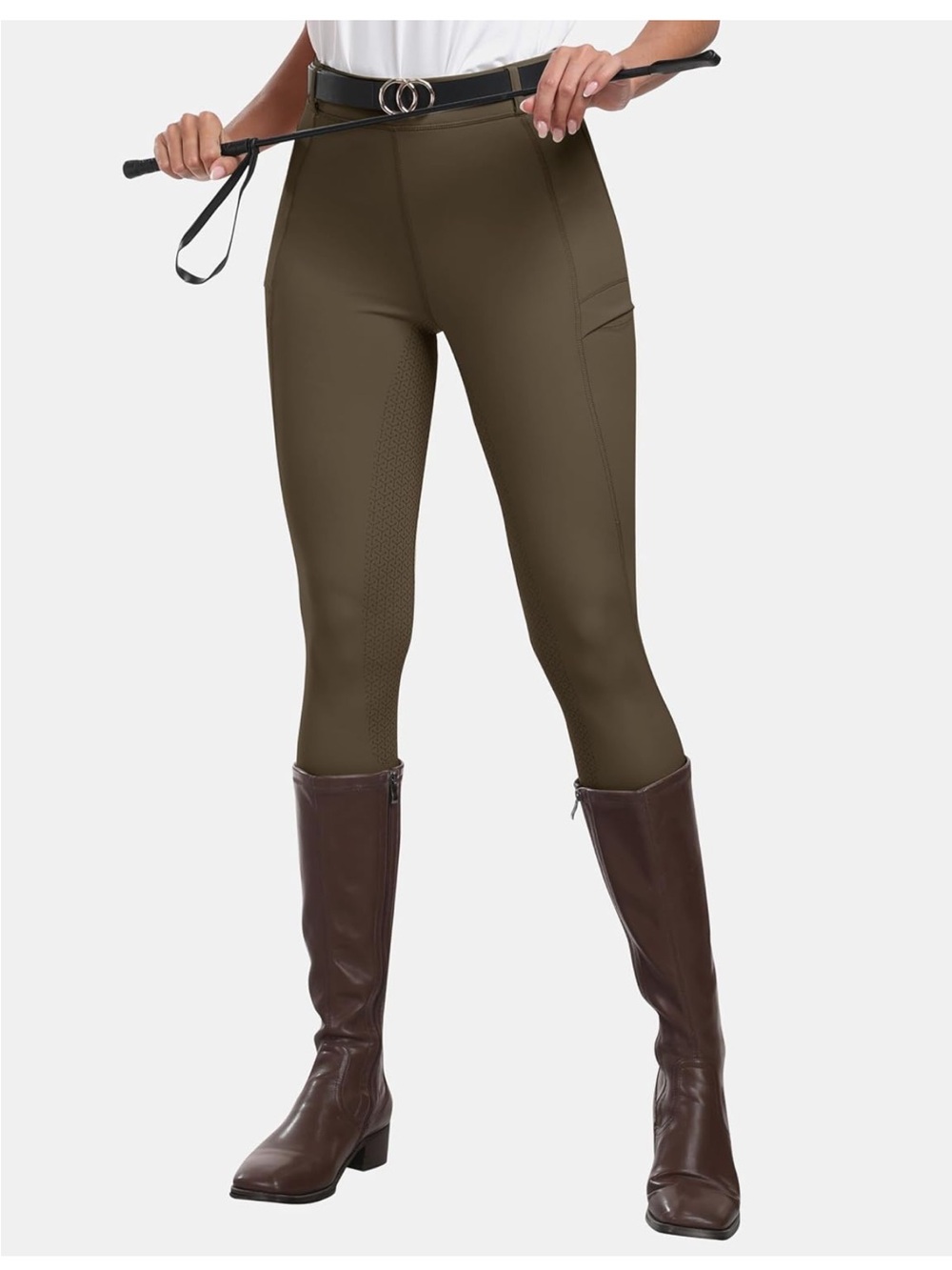 Women's Silicone Full Seat Horse Riding Pants Zipper Pockets Equestrian Breeches